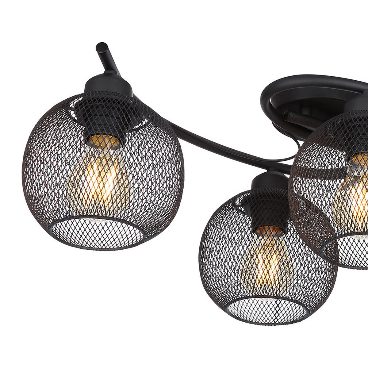 LED DECKENLEUCHTE Metall Schwarz Gitteroptik - Schwarz, Holz (60/35/22cm) - Globo Lighting