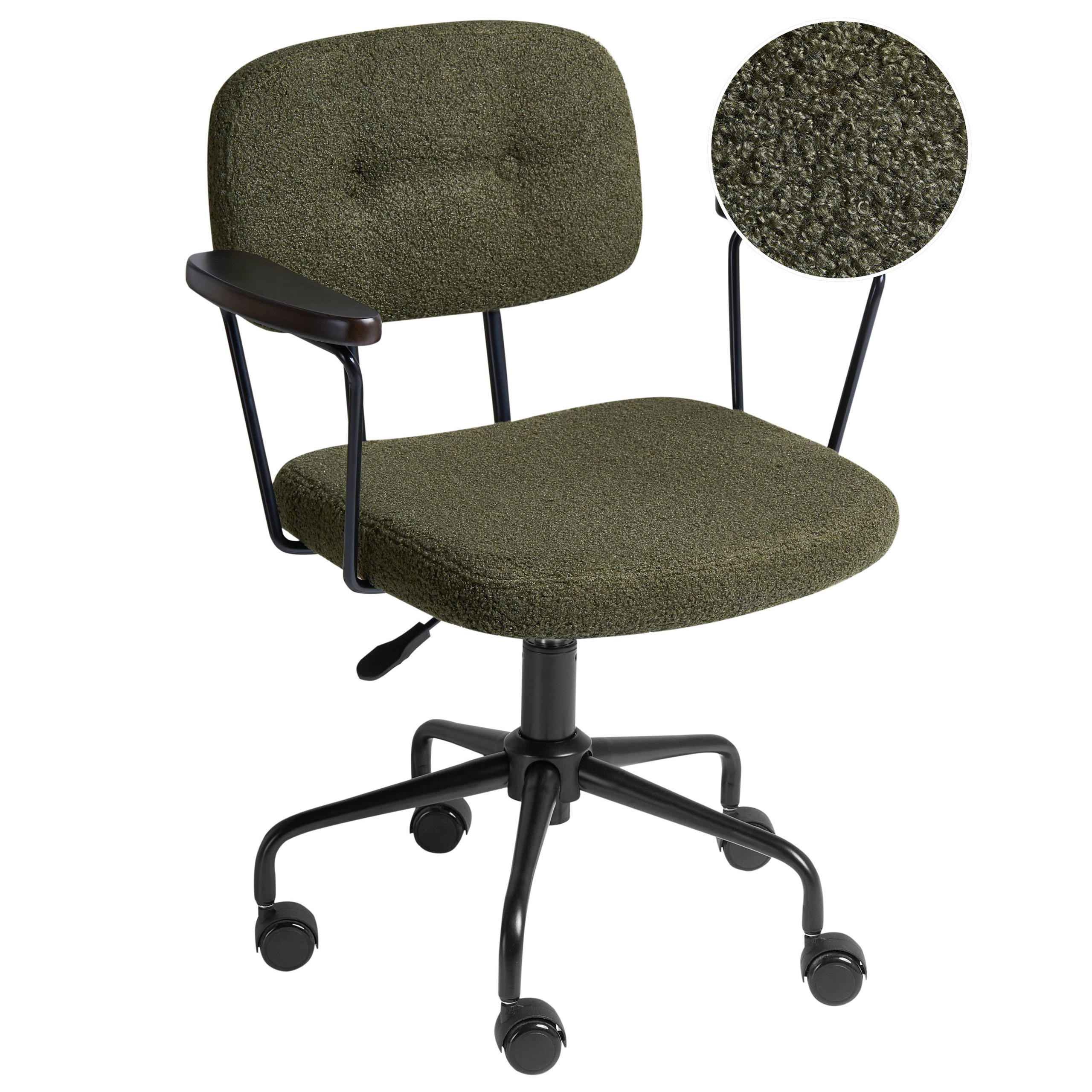 SCHREIBTISCHSTUHL Bouclé Dunkelgrün Algerita - Grün, Textil (62/77/62cm) - Beliani