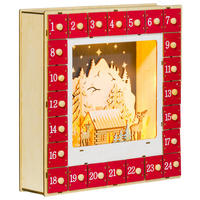 WEIHNACHTS-ADVENTSKALENDER - Rot, Holzwerkstoff (7/34/34cm) - HOMCOM