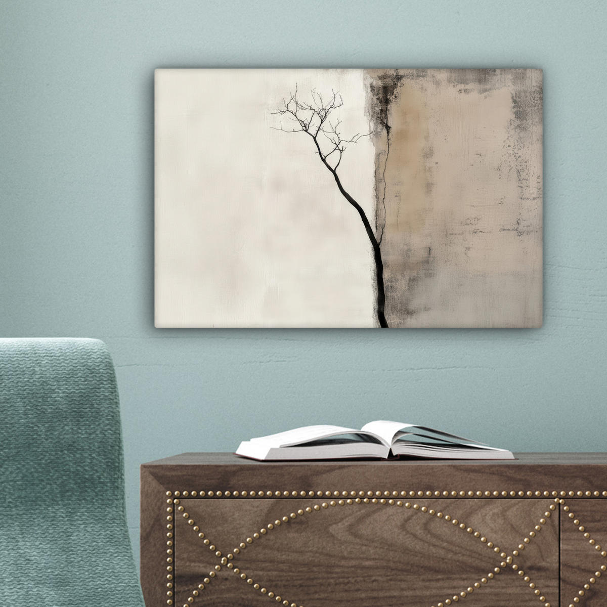 LEINWANDBILD Wabi sabi - Pflanze - Beige 30x20 cm - Taupe, Textil (30/20cm) - MuchoWow