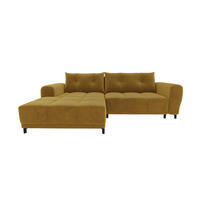 ECKSOFA Massimo Cordstoff Goldfarben inkl. Schlaffunktion Links - Goldfarben/Schwarz, Textil/Metall (246/177cm) - 99rooms