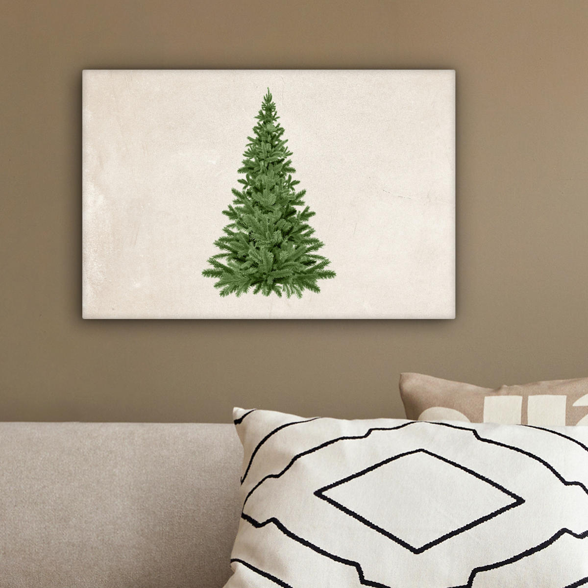 LEINWANDBILD Weihnachtsbaum - Grün - Weihnachten - Feiertage 30x20 cm - Olivgrün, Textil (30/20cm) - MuchoWow