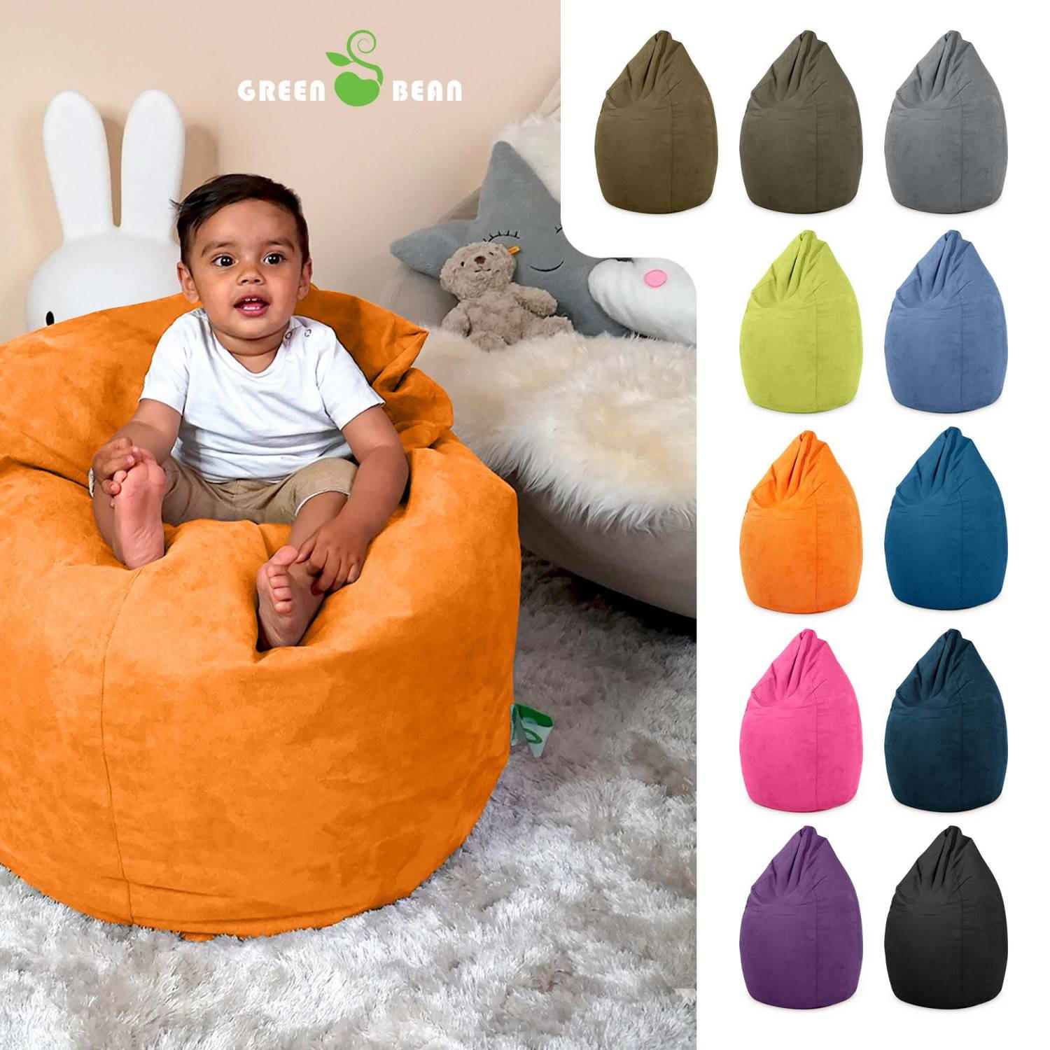 SITZSACK "Drop" 60x60x90cm - 220L - Orange, Textil (60/90/60cm) - Green Bean