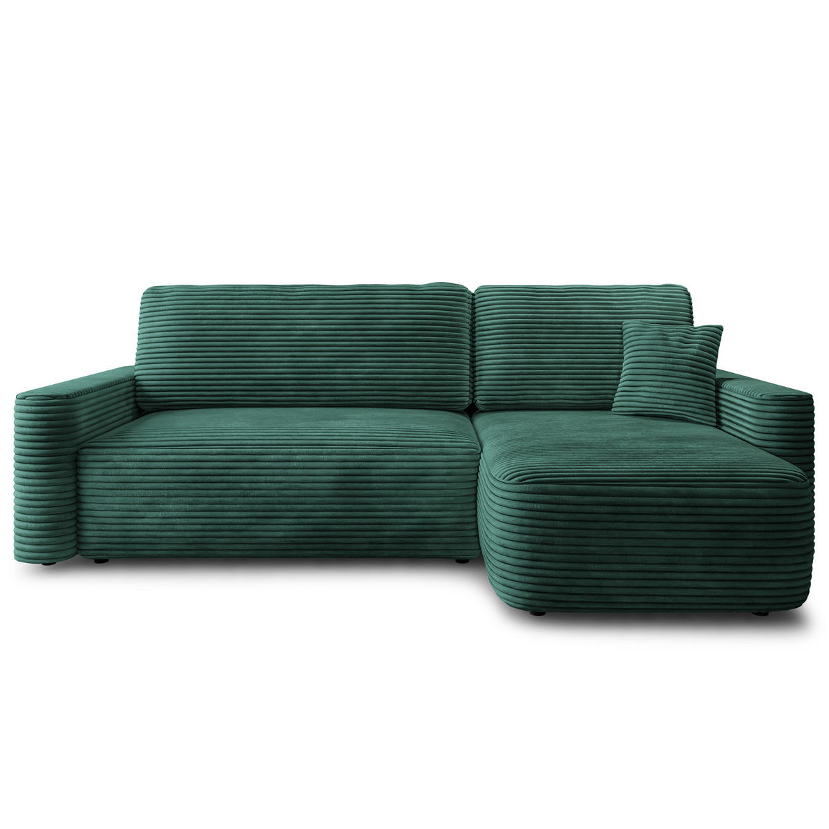 ECKSOFA NERI T Grün Kordstoff mit Schlaffunktion - Grün, Holzwerkstoff/Textil (280/157cm) - MASSENO