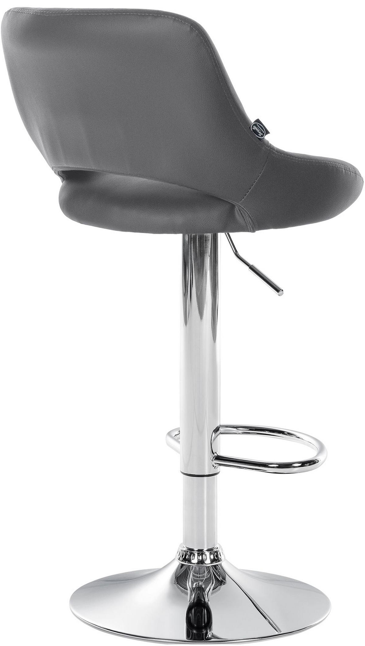 BARHOCKER Milos Kunstleder chrom grau - Chromfarben/Grau, Kunststoff/Metall (47/106/48cm) - TPFLiving