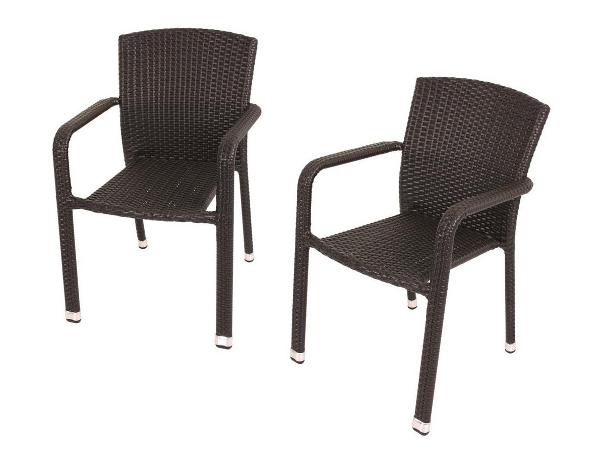 GARTENSTUHL 2er Set Werner Braun Stapelstuhl - Braun, Kunststoff (58/84/66cm) - DELUKE