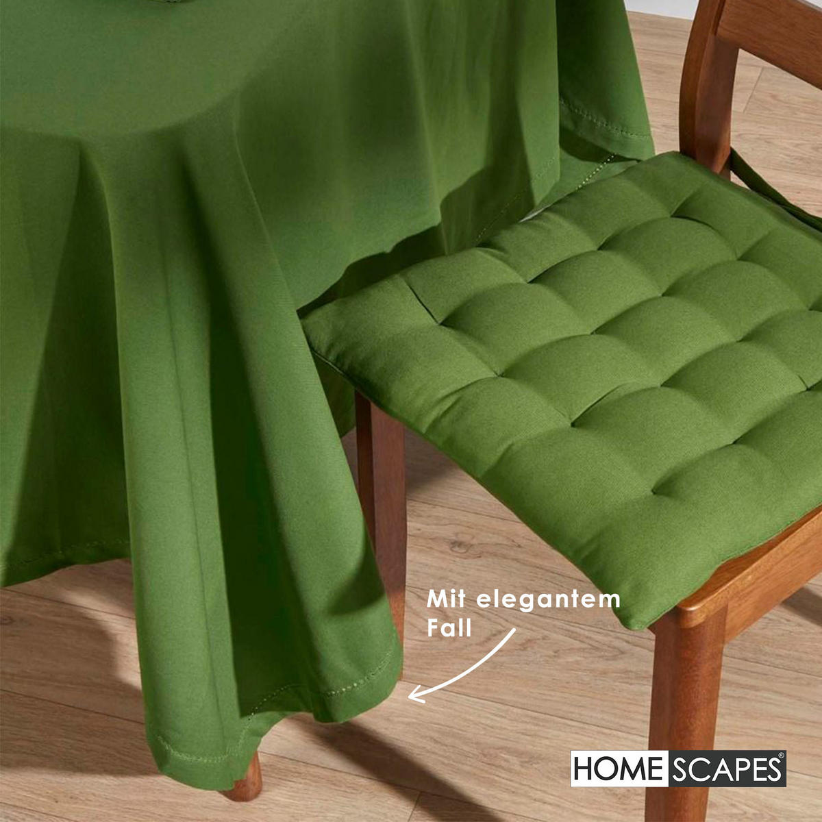 TISCHDECKE olivgrün 137/137 cm, 100% Baumwolle - Olivgrün, Textil (137/137cm) - Homescapes