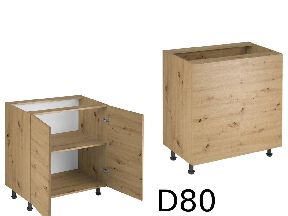 KÜCHENZEILE 240 - Langen KL2-M240 in Artisan Eiche - Schwarz/Eiche Artisan, Holz/Metall (240/212/58cm)