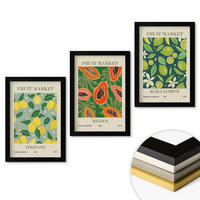 WANDBILDER 3er-Set - 20x30 cm Schwarzer Rahmen - Fruchtige Zitronen- und Papayamuster - Schwarz, Kunststoff (20/30cm) - ArtPrintCave