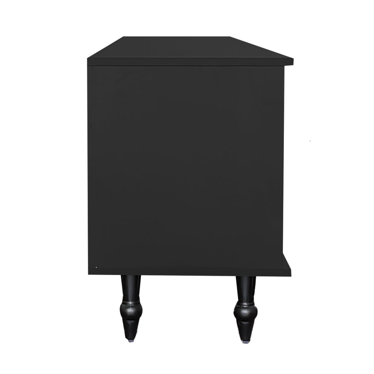 TV-SCHRANK 175/38/55,5 cm schwarz mit geriffelten Glastüren und goldenen Griffen - Schwarz, Holzwerkstoff (175/55.5/38cm) - OKWISH