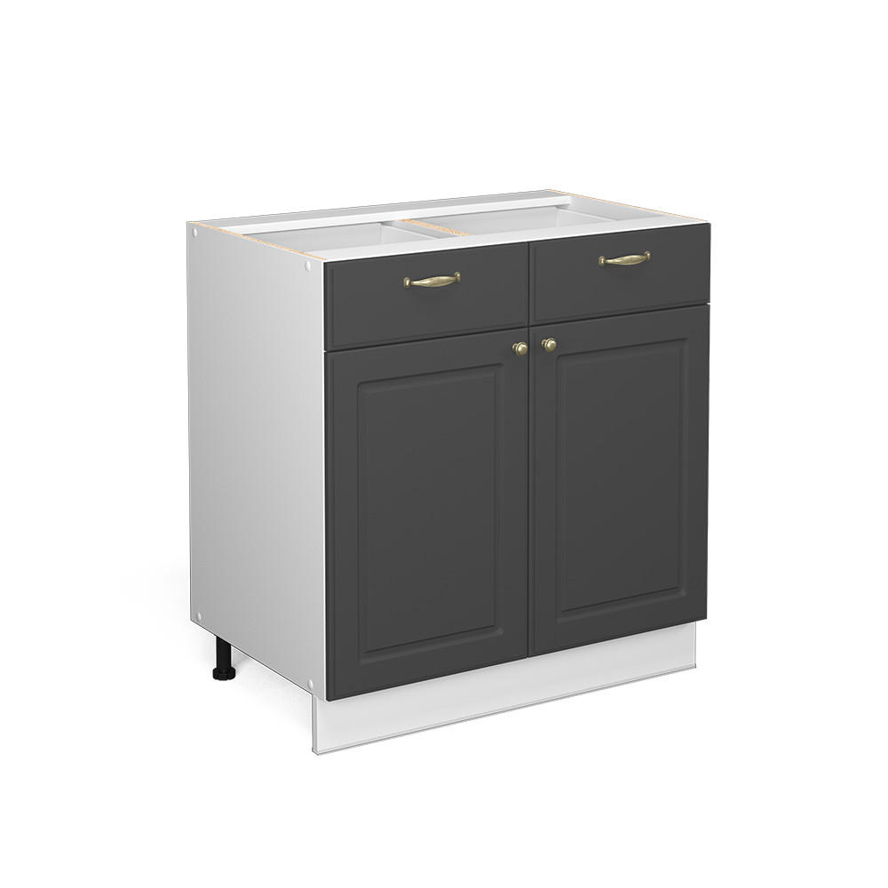 KÜCHENUNTERSCHRANK Fame-Line Anthrazit-Gold 80 cm ohne AP - Anthrazit/Weiß, Holzwerkstoff (80/82/51.6cm) - Vicco