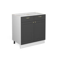 KÜCHENUNTERSCHRANK Fame-Line Anthrazit-Gold 80 cm ohne AP - Anthrazit/Weiß, Holzwerkstoff (80/82/51.6cm) - Vicco