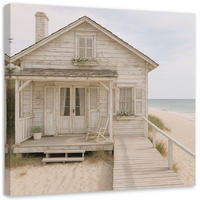 LEINWANDBILD Haus am Strand 60x60cm - Grau, Textil (60/60cm) - Feeby