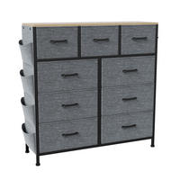 KOMMODE Stoff 9 Schubladen Metallrahmen grau schwarz - Grau, Holz (30/100/98.8cm) - Fortuna Lai