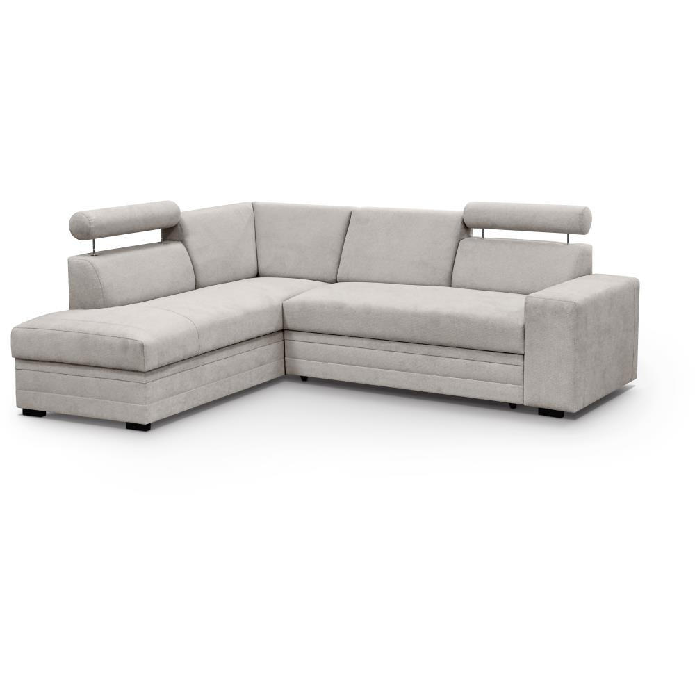 ECKSCHLAFSOFA Roma beige links - Beige/Schwarz, Textil (250/205cm) - Beautysofa