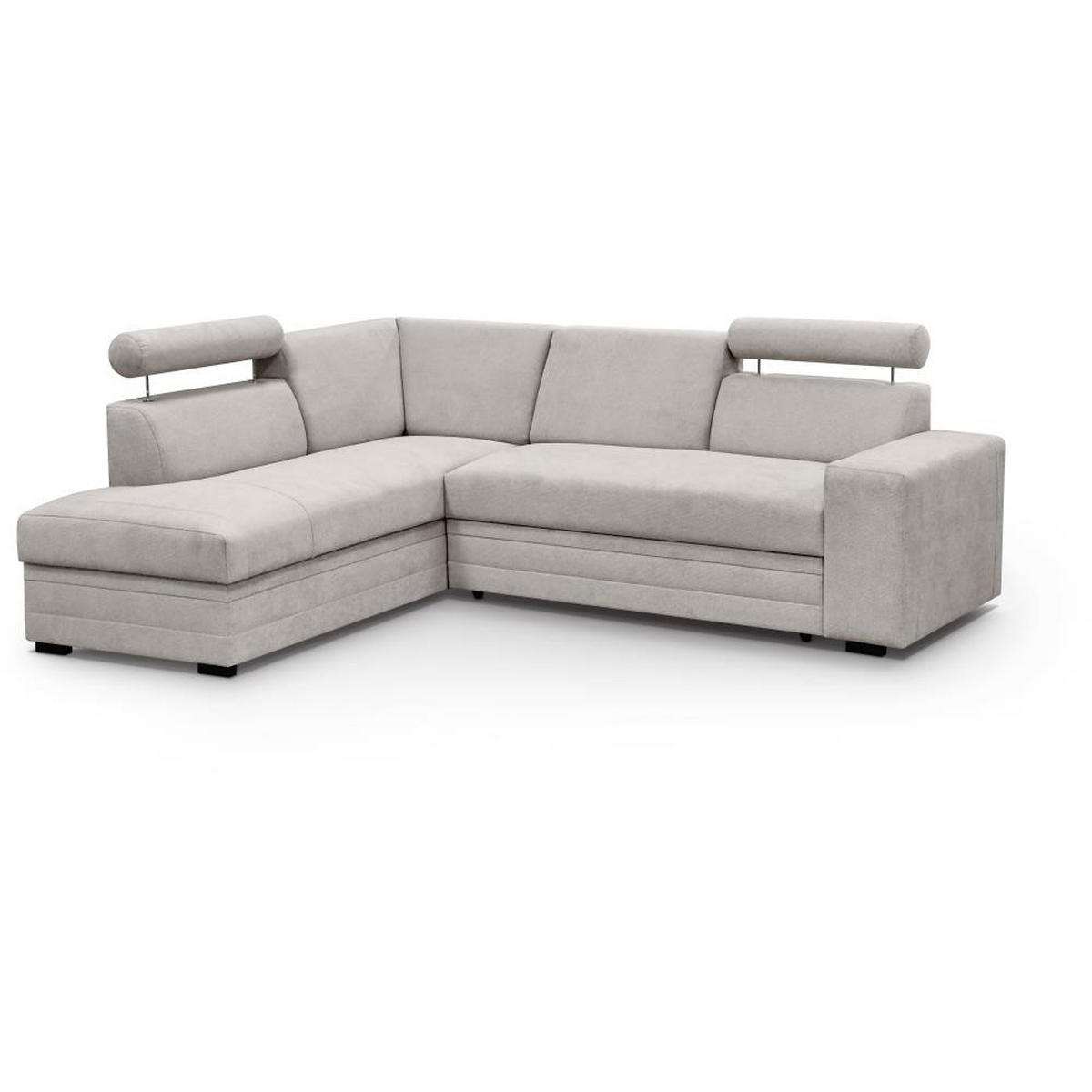 ECKSCHLAFSOFA Roma beige links - Beige/Schwarz, Textil (250/205cm) - Beautysofa