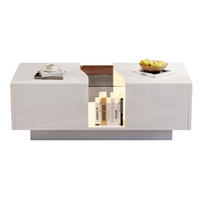 COUCHTISCH aus MDF 100x50x35 cm in Weiß mit LED-Beleuchtung & 2 Schubladen - Weiß, Holzwerkstoff (100/50/35cm) - Modfu