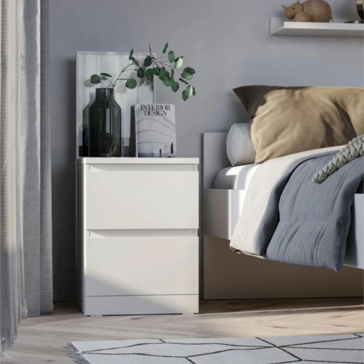 SIDEBOARD SOLA KOM1-2S Schubladen Weiß - Weiß, Holzwerkstoff/Kunststoff (40/50/43cm) - Komodee