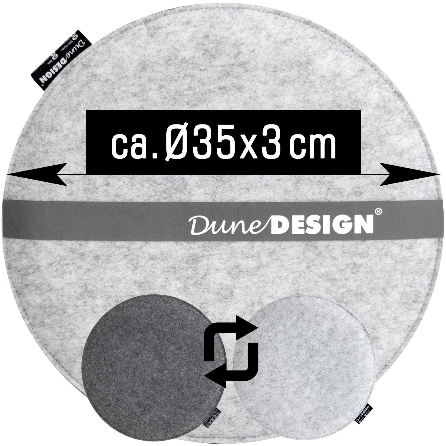 STUHLKISSEN 4er Set 35 cm Filz, Grau - Grau, Kunststoff (35/35/3cm) - Dunedesign