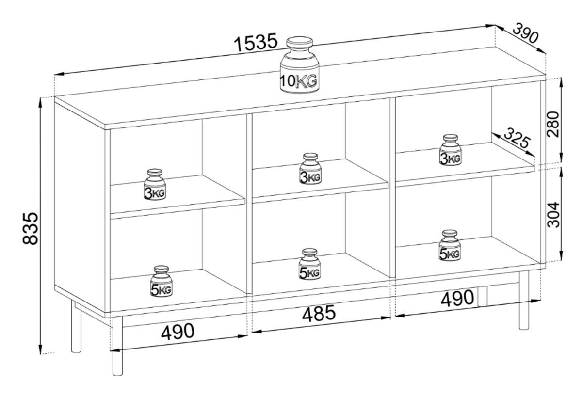 SIDEBOARD Japandies Greige 154 cm - Beige/Schwarz, Holz/Holzwerkstoff (153.5/83.5/39cm) - Selsey