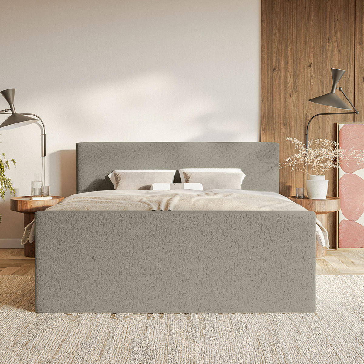BOXSPRINGBETT Velipoja Premium 140x200 cm, Taupe - Taupe, Textil (140/200cm) - Fedve