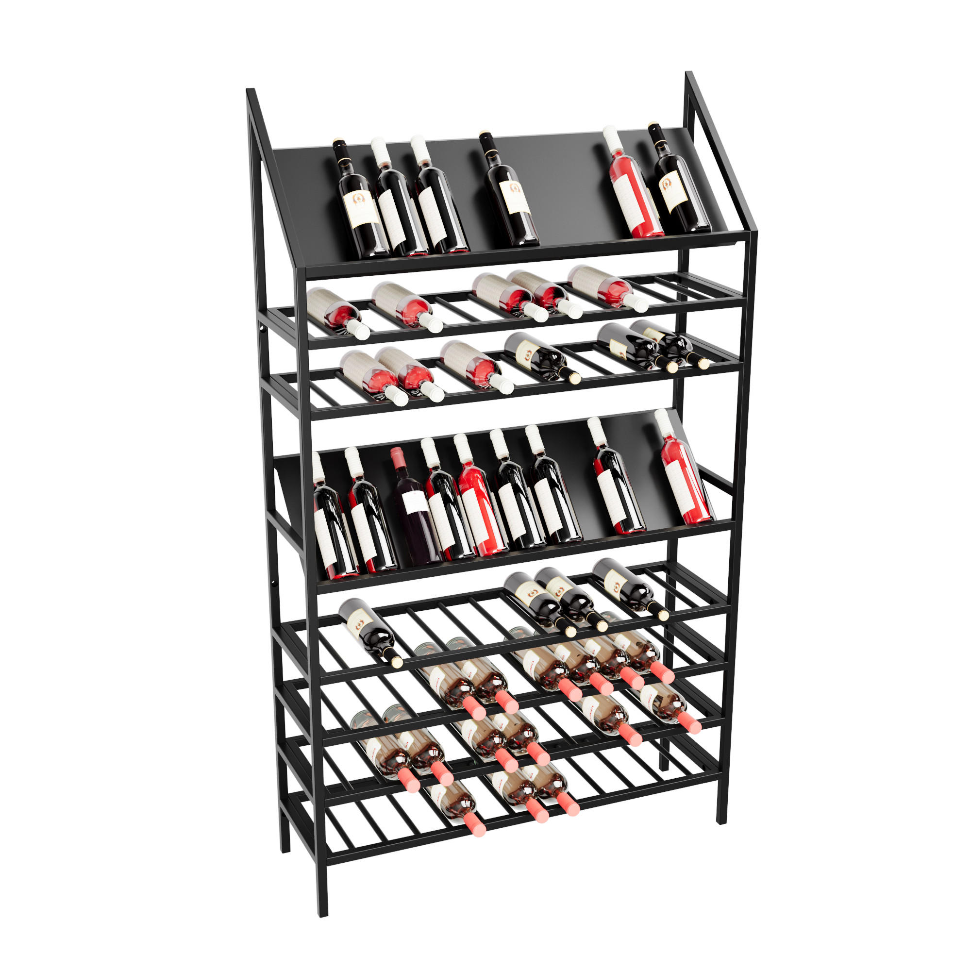 WEINREGAL für 104 Flaschen aus Metall, schwarz - Schwarz, Metall (100/170/30cm) - Metalo Pro