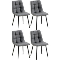STUHL 4er Set Lederlook dunkelgrau - Dunkelgrau/Schwarz, Textil/Metall (45/84/55cm) - CLP