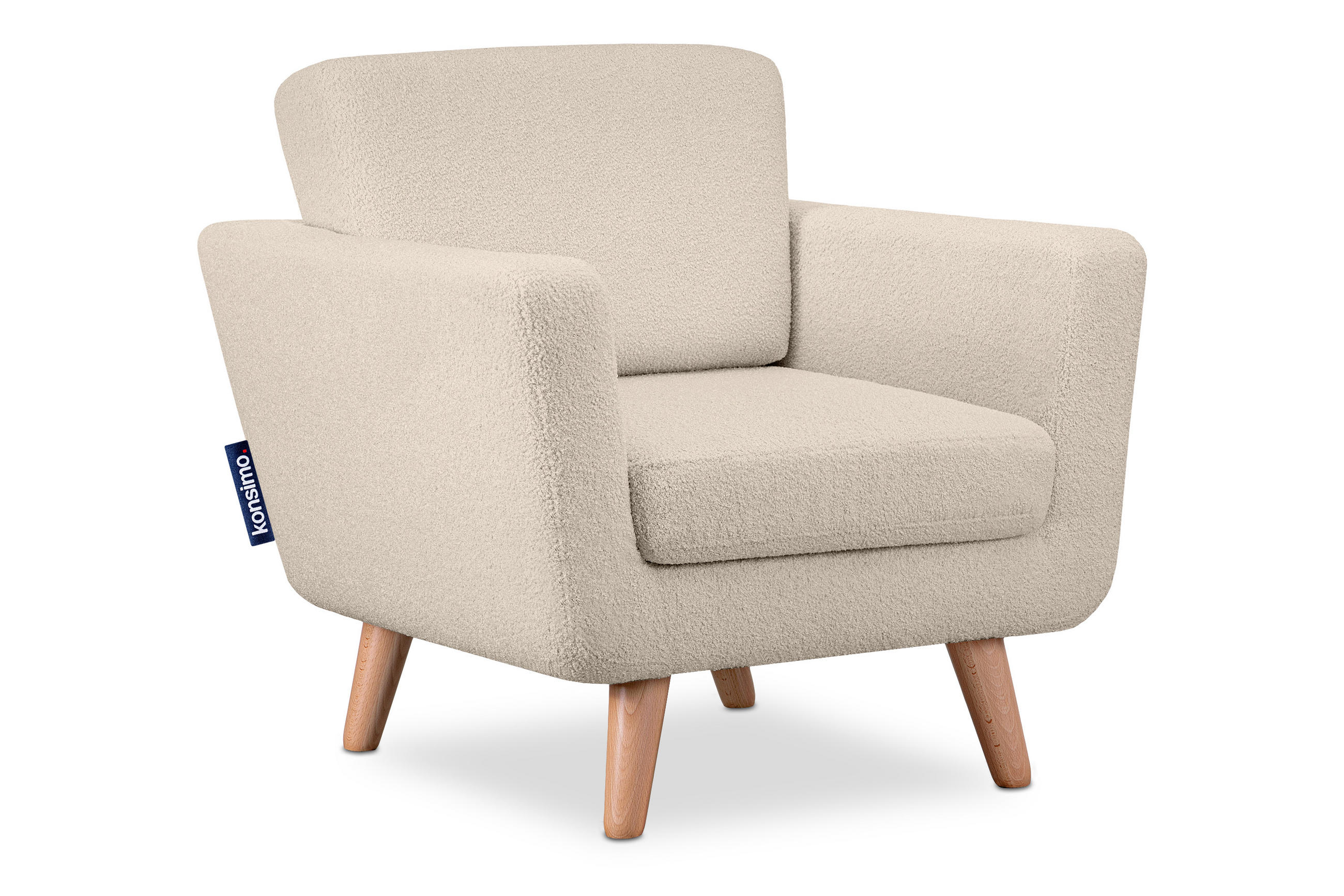 SESSEL TAGIO Massivholz-Beine, cremig - Creme/Braun, Buchenholz/Textil (86/80/88cm) - KONSIMO®