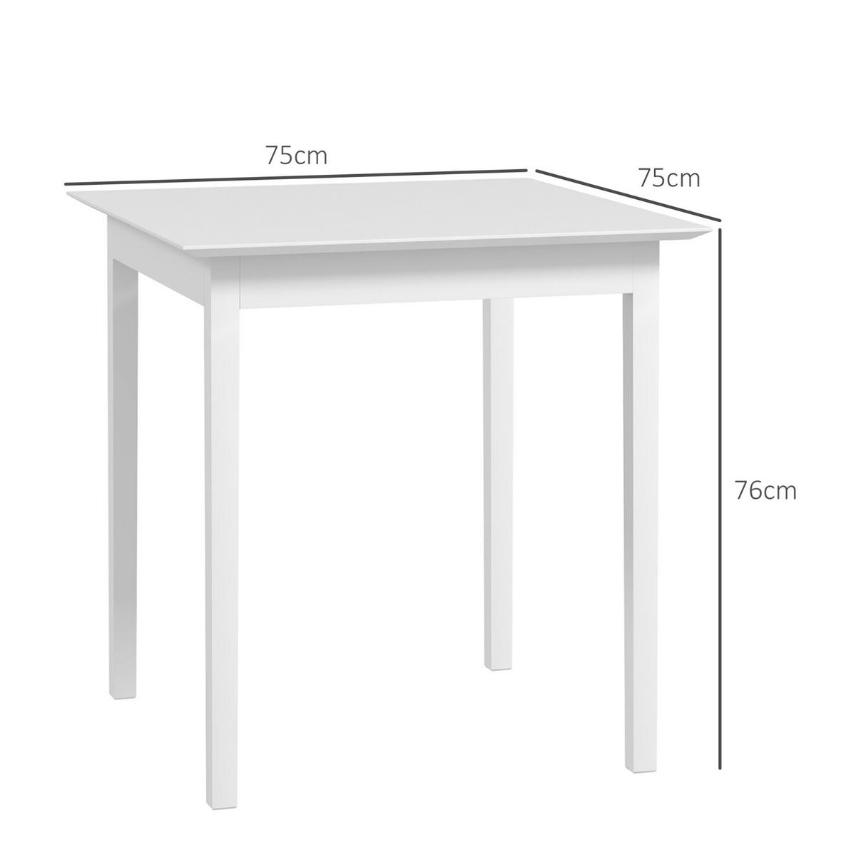 ESSTISCH aus massivem Kiefernholz 75x75x76 cm Weiß für 2 Personen im Landhausstil - Weiß, Holz (75/75/76cm) - Modfu