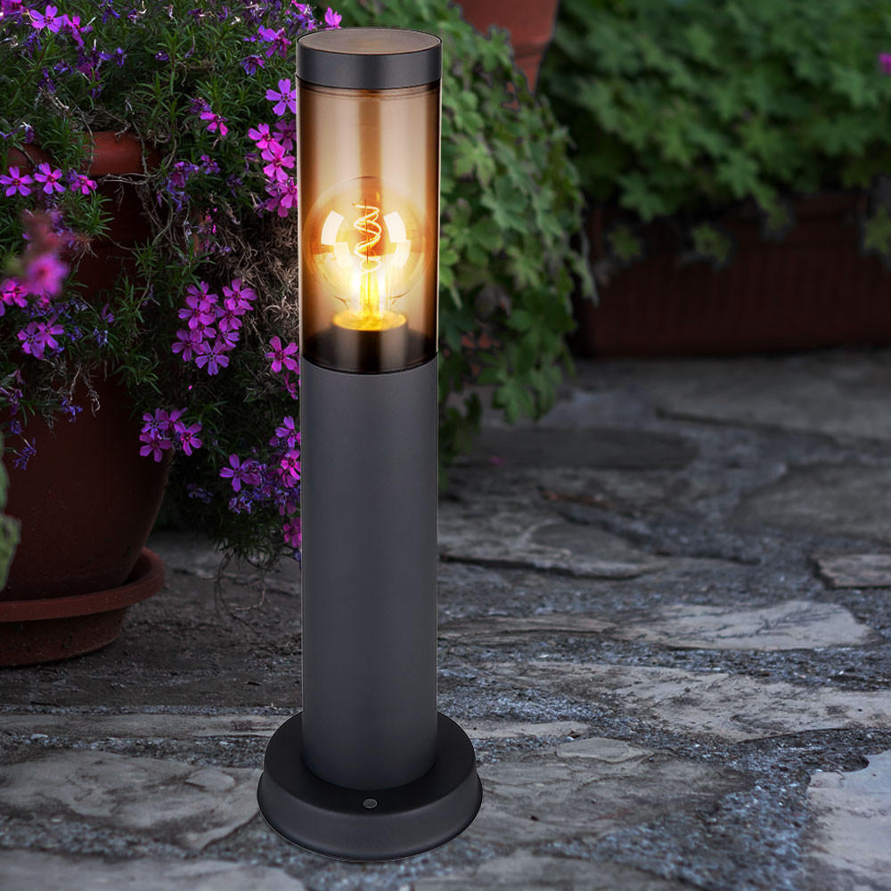 LED SOCKELLEUCHTE Edelstahl Grau Rauchoptik - Grau, Metall (12.7/12.7/45cm) - Globo Lighting