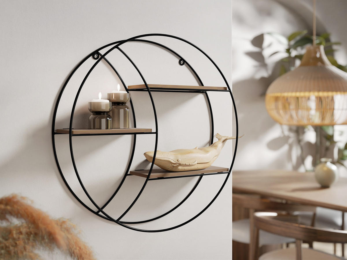 WANDREGAL Pulenzo - Schwarz/Naturfarben, Holzwerkstoff/Metall (44/44/10cm) - MIRJAN24