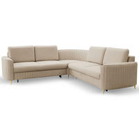 ECKSOFA LAREN, modernes Schlafsofa mit Stauraum, Plastikfüße, L-förmig, lose Rückenkissen freistehend, LINKS 251x252x85 cm Beige - Beige, Holz/Textil (251/252cm) - DomoHome