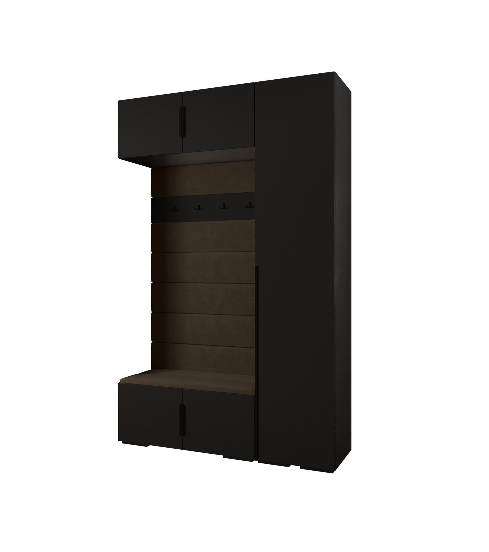 Abiks Möbel Garderoben-Set Schwarz, Braun, Schwarz 150x236.7x47 cm