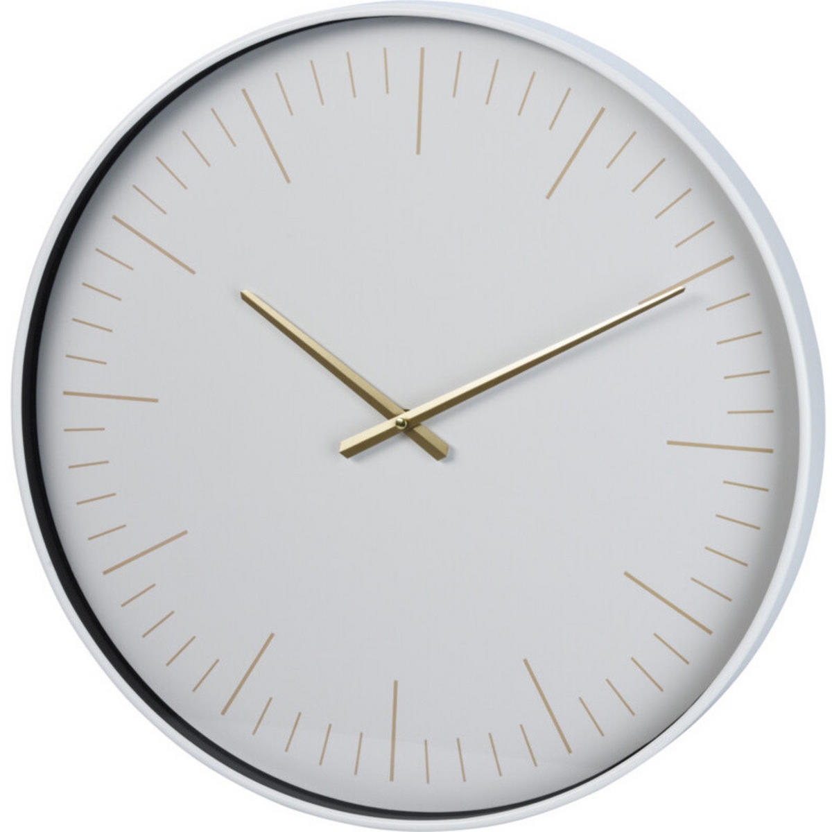 WANDUHR Moderne mit goldenen Zeigern Ø 50,7 cm - Weiß, Kunststoff (50.7/50.7/50.7cm) - Home Styling Collection