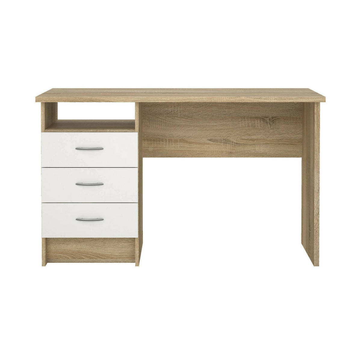 SCHREIBTISCH Eiche, Weiß 48.1/120.1/72.6 cm - Braun, Holzwerkstoff (48.1/120.1/72.6cm) - DMORA