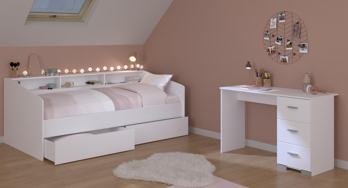 JUGENDZIMMER Sleep 46 in Weiß 3 teilig - Weiß, Holzwerkstoff (120/200/80cm)