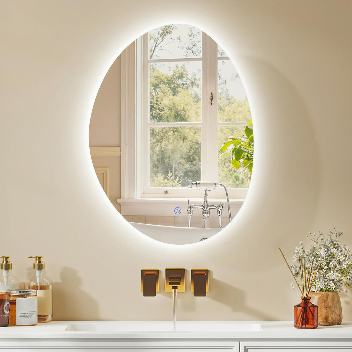 SPIEGELSCHRANK Weiß 50/14/70 cm LED Anti-Beschlag - Weiß, Glas (50/70/14cm) - PANGIVO