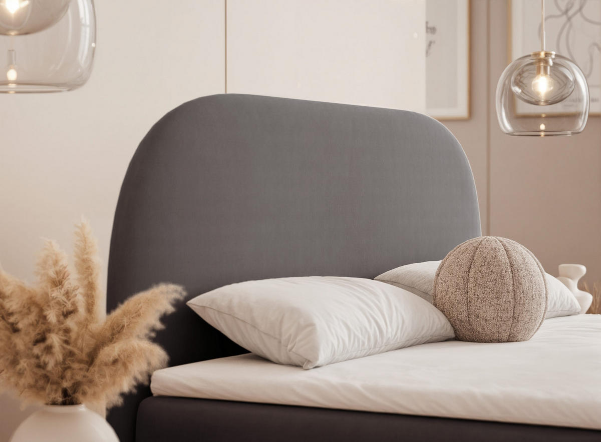 BOXBETT NOELIA 140/200 cm mit Matratze, Dunkelgrau - Dunkelgrau, Textil/Metall (140/200cm) - Idohome