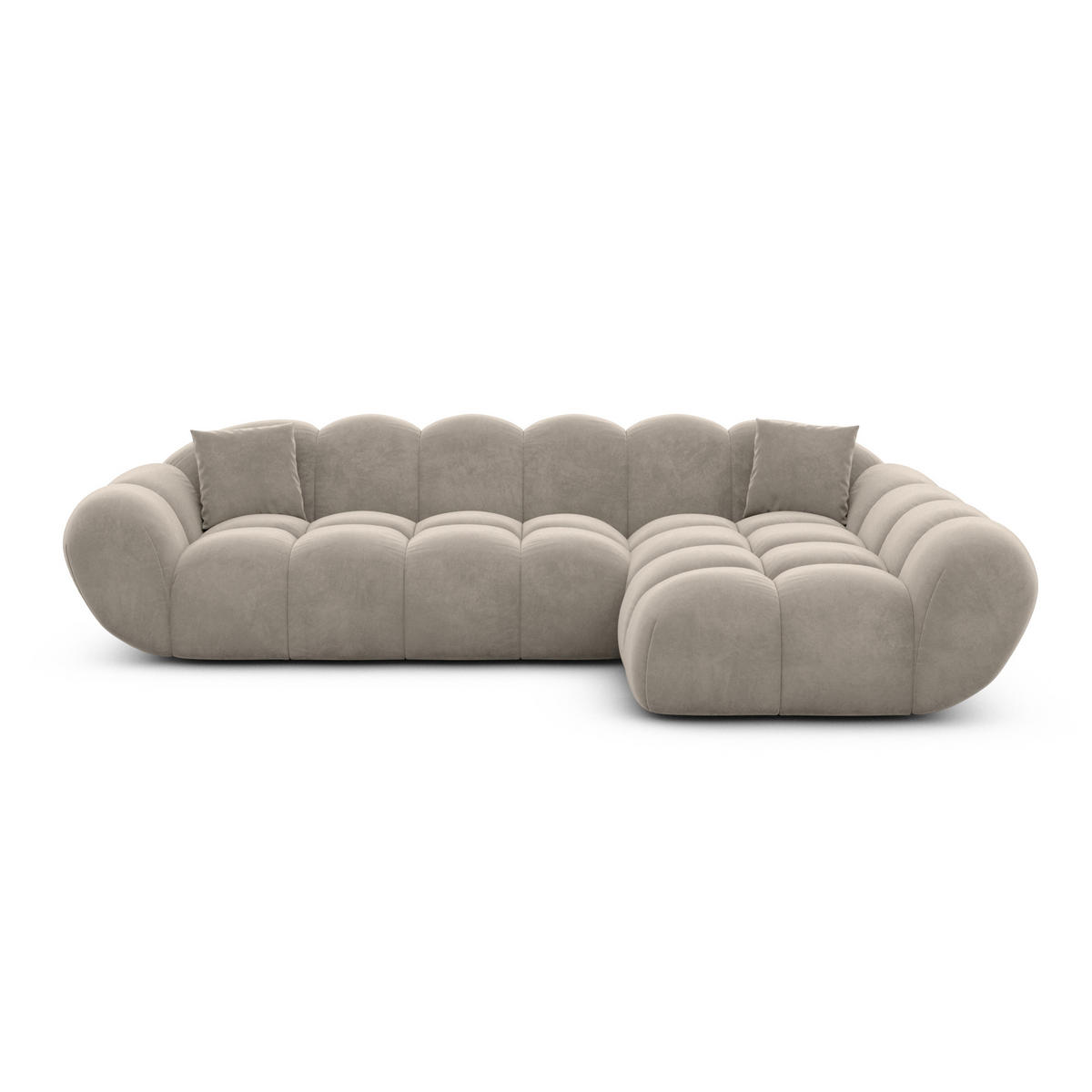 ECKSOFA Liva Taupe Samtstoff L-Form Rechts - Taupe, Textil (160/265cm) - VAROYAL