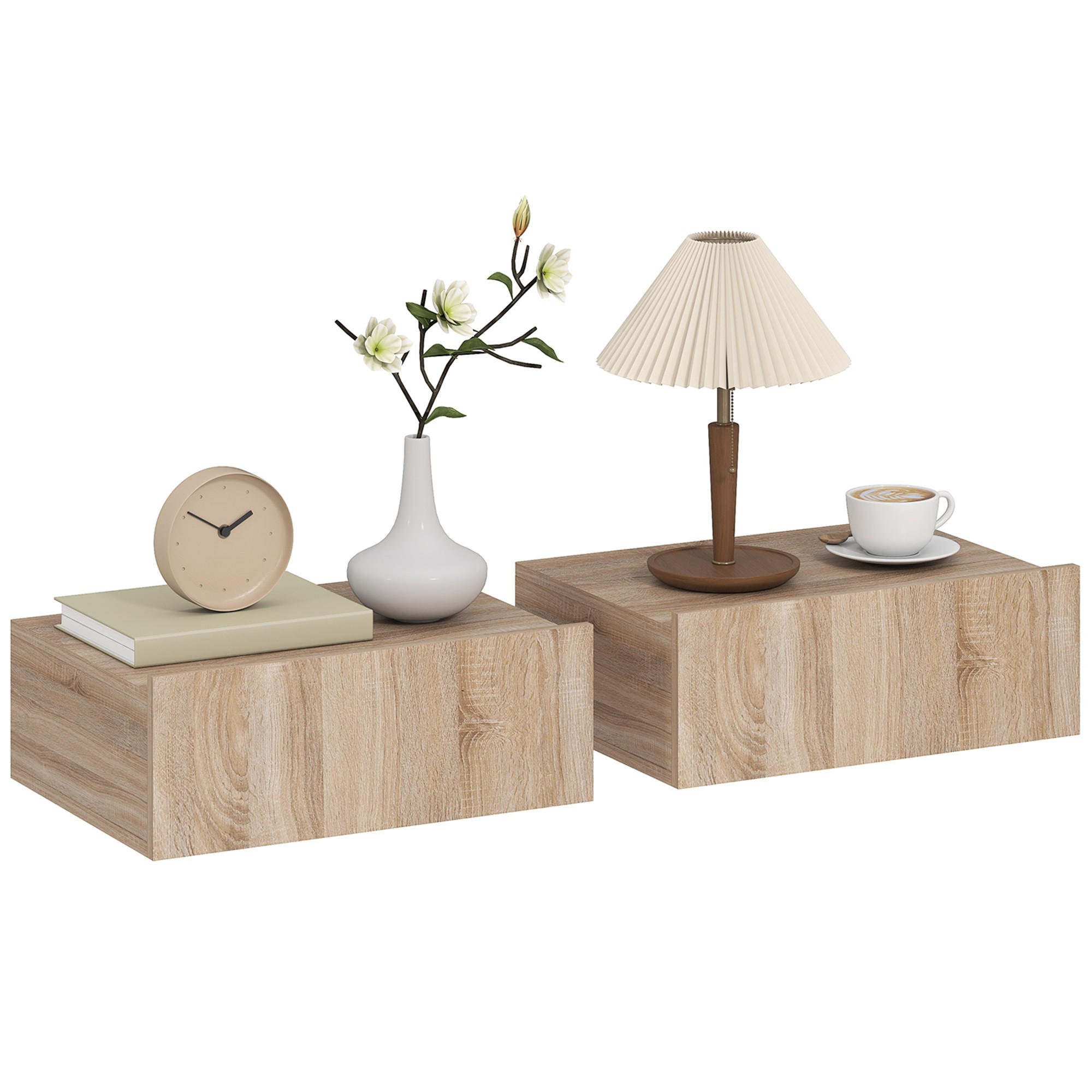 NACHTSCHRANK 2er-Set DE-12974 Schublade Eiche - Eichefarben, Holzwerkstoff (30/15/40cm) - ComfortXL