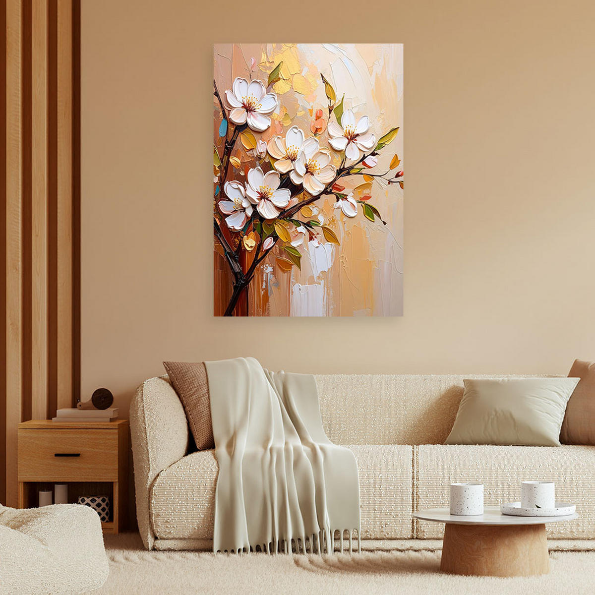 LEINWANDBILD Blumen 30x45cm - Beige, Textil (30/45cm) - Feeby