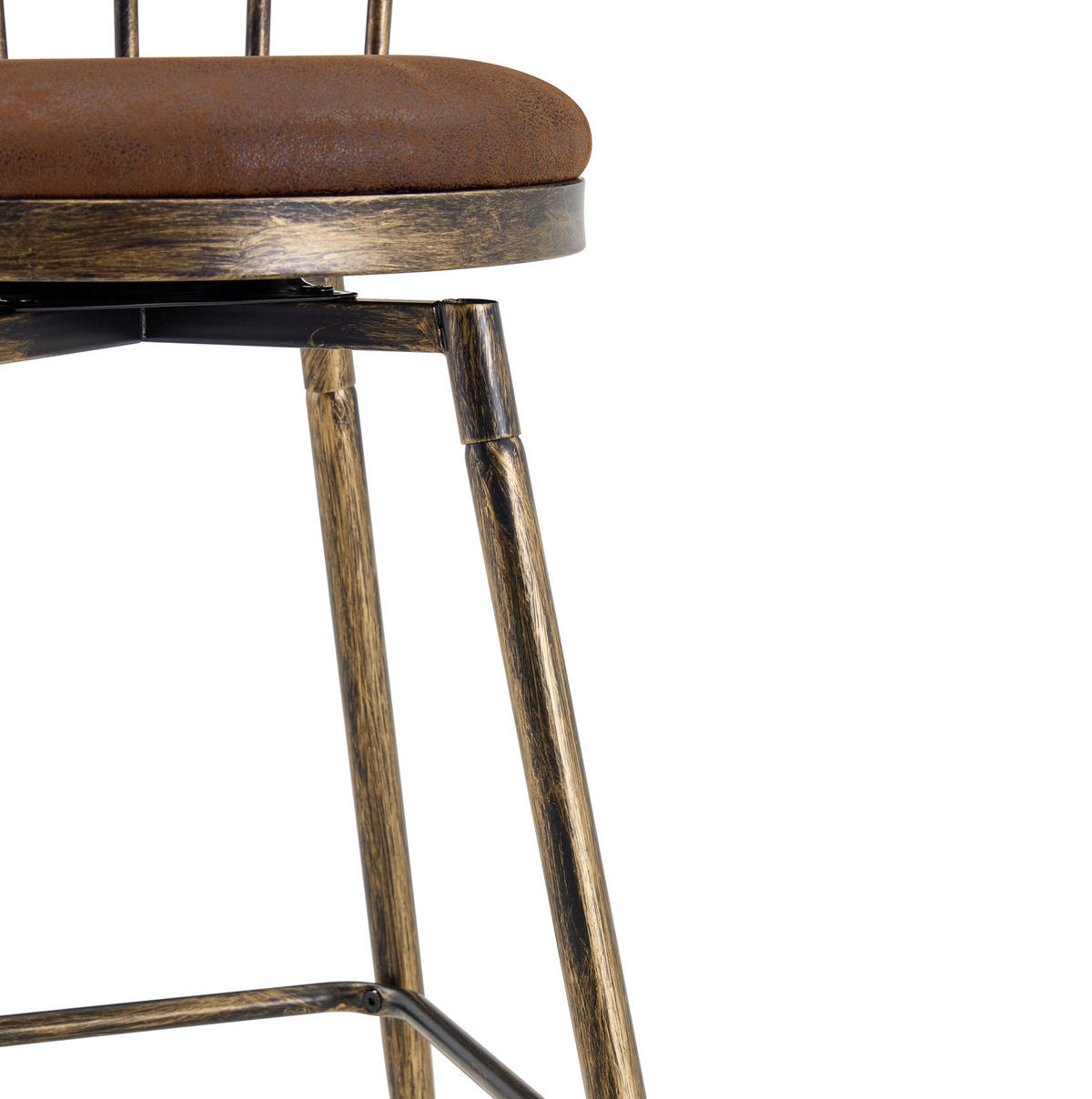 BARHOCKER Windsor-Stil gepolsterter Sitz Metall Brown - Braun, Metall (39/96/39.1cm) - Meubliv