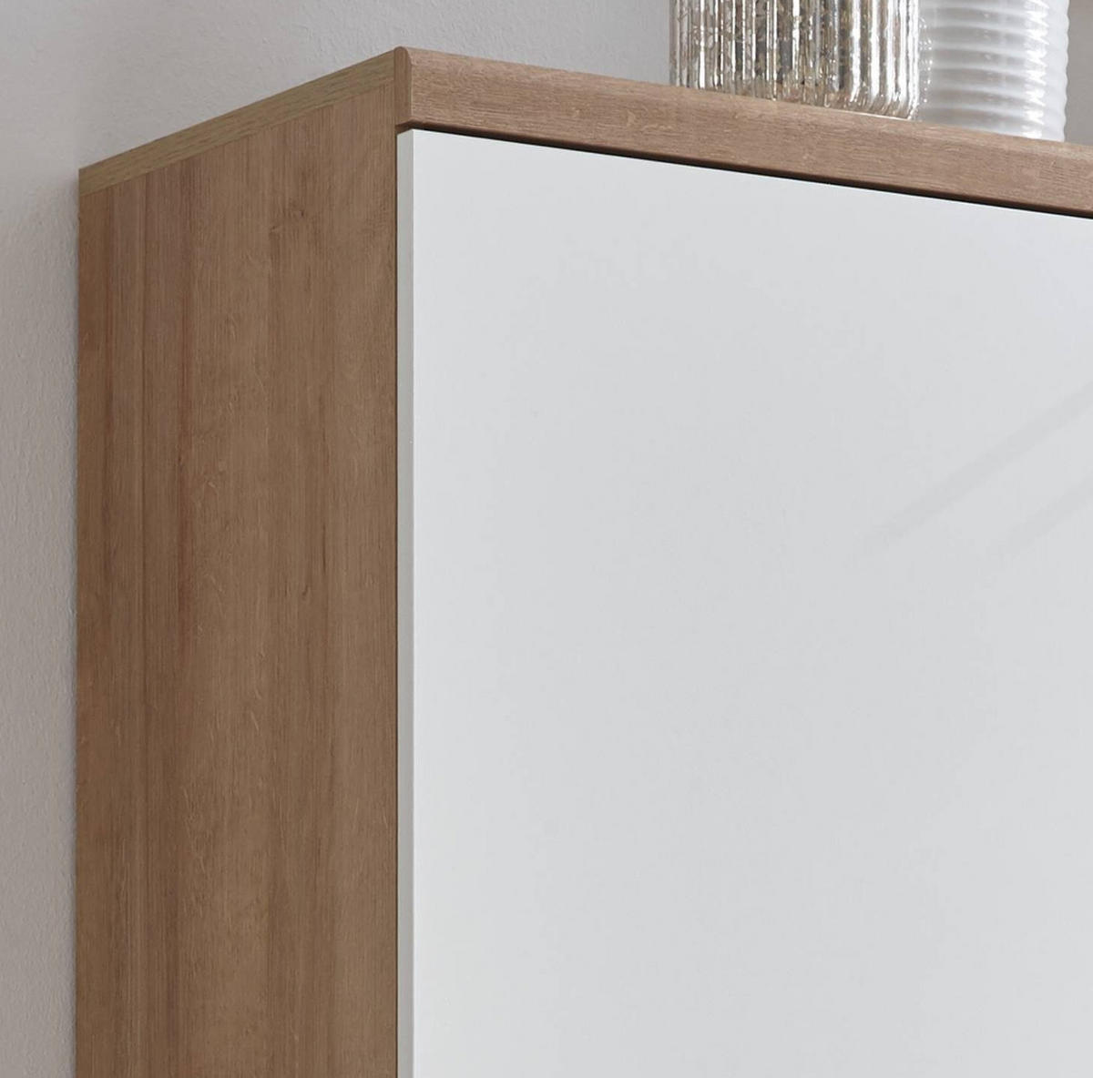 GARDEROBE weiß, Eiche Riviera, Kompaktgarderobe skandinavisch, 110 x 200 cm - Eichefarben/Silberfarben, Holzwerkstoff/Metall (110/200/34cm) - Furn.Design