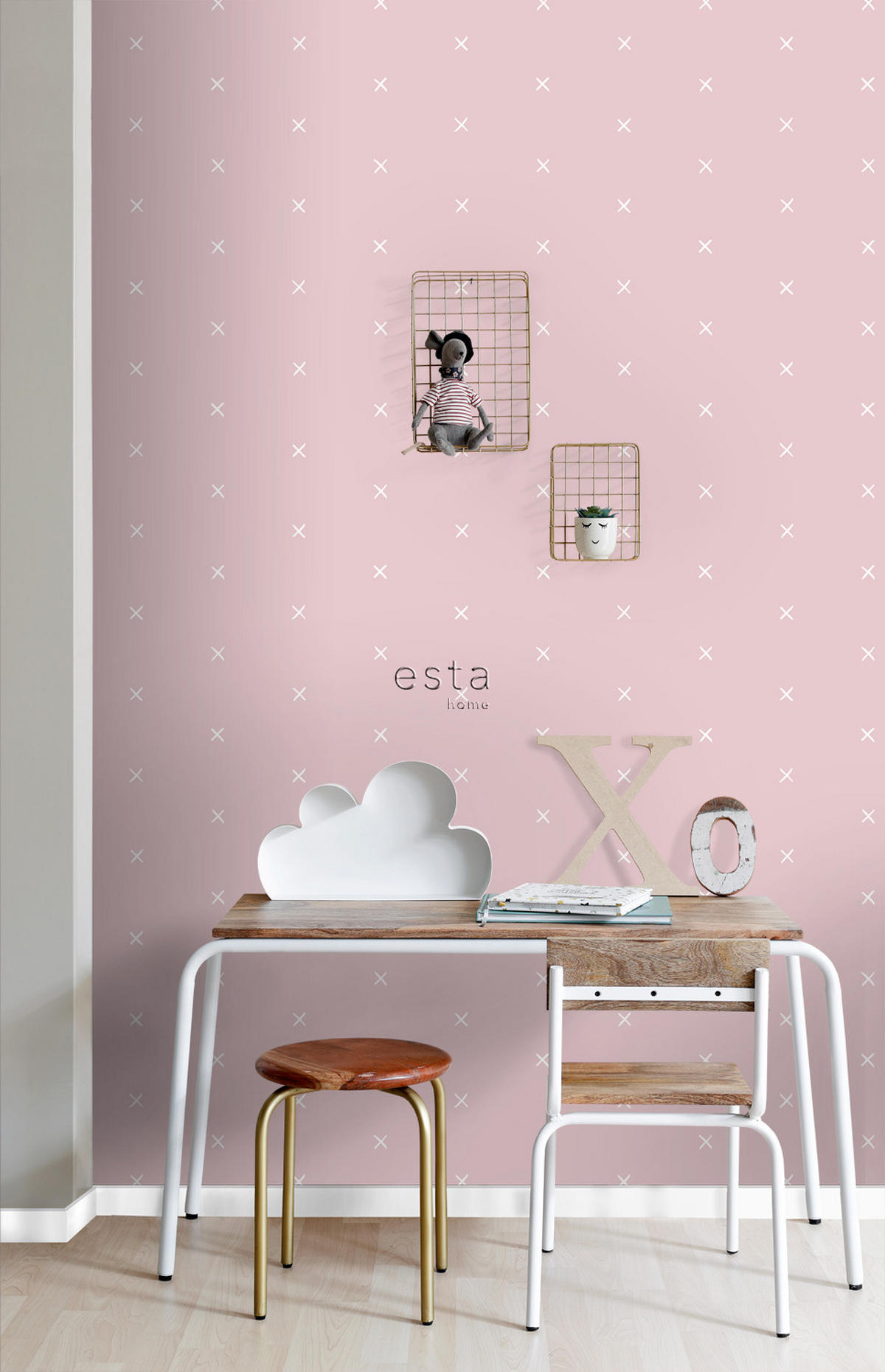 TAPETE grafisches Motiv 53 cm x 10.05 m - Pink, Papier (53/0.1cm) - ESTAhome