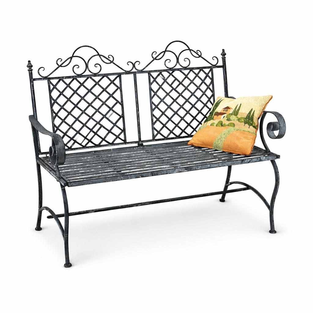 GARTENBANK 2-Sitzer Metall Grau 118,5/60/98,5 cm - Grau, Metall (118.5/98.5/60cm) - DanDiBo