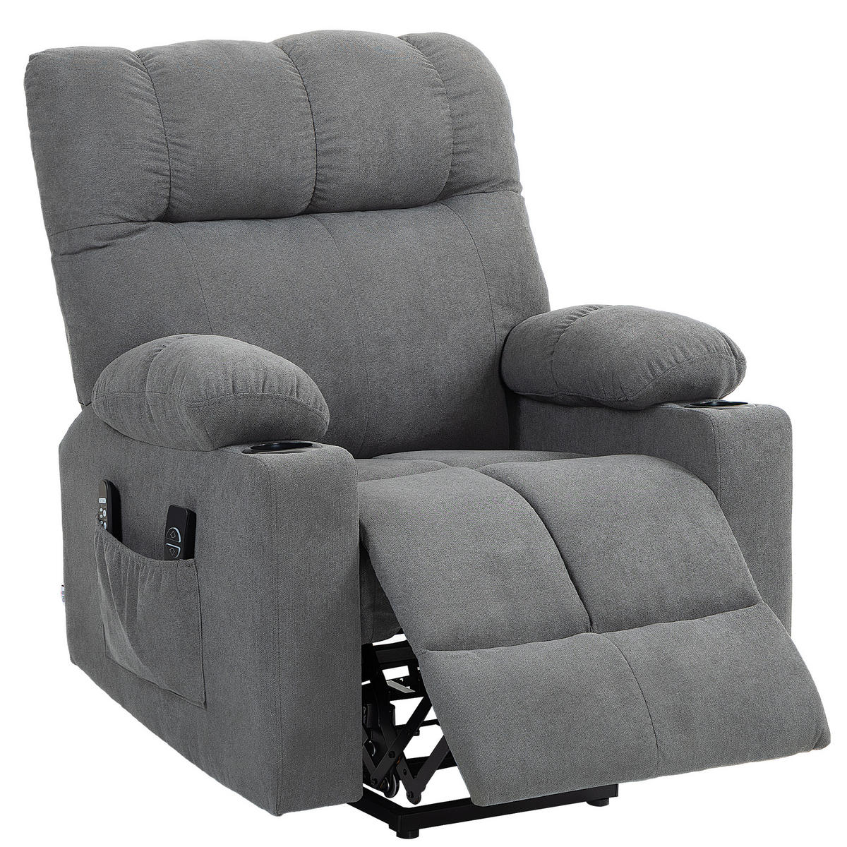 MASSAGESESSEL DE-06364 elektrisch, Wärme, 135° neigbar Grau - Grau, Textil/Metall (95/109/91cm) - ComfortXL