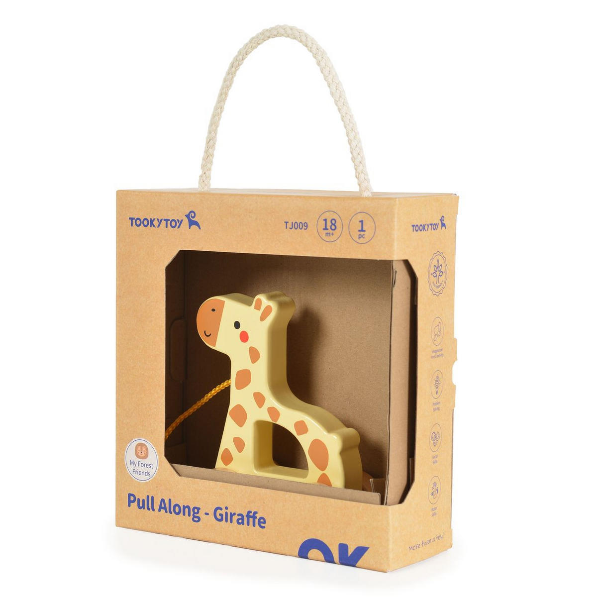 HOLZSPIELZEUG Nachziehspielzeug Holztier beige Holz, 4 Räder, Ziehschnur, Motorik, Laufhilfe, ab 18 Monate, Tier - Beige, Holz (5/13/9cm) - Tooky Toy