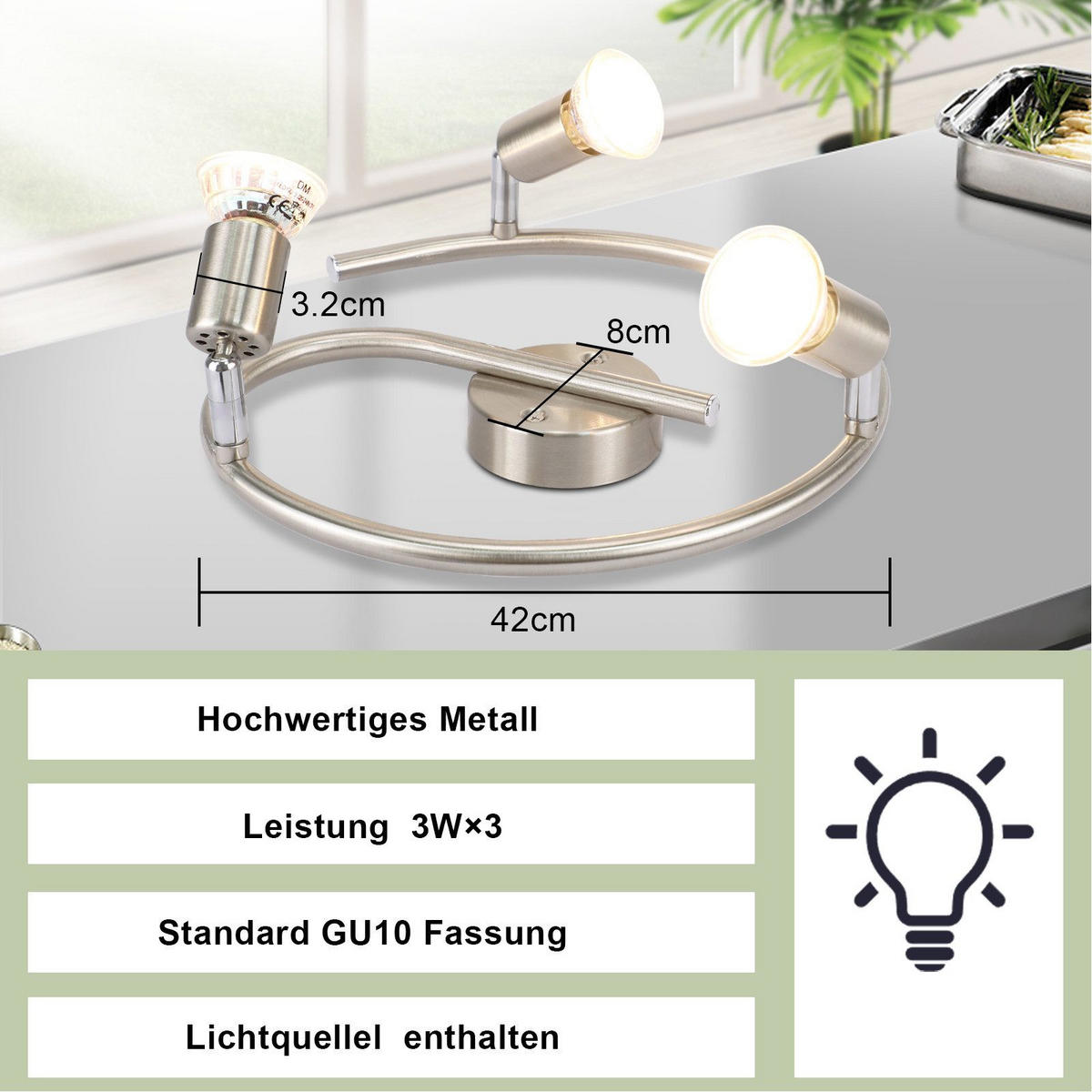 DECKENLEUCHTE Lyng 42/15/42cm - Silberfarben, Metall (42/15/42cm) - Nettlife