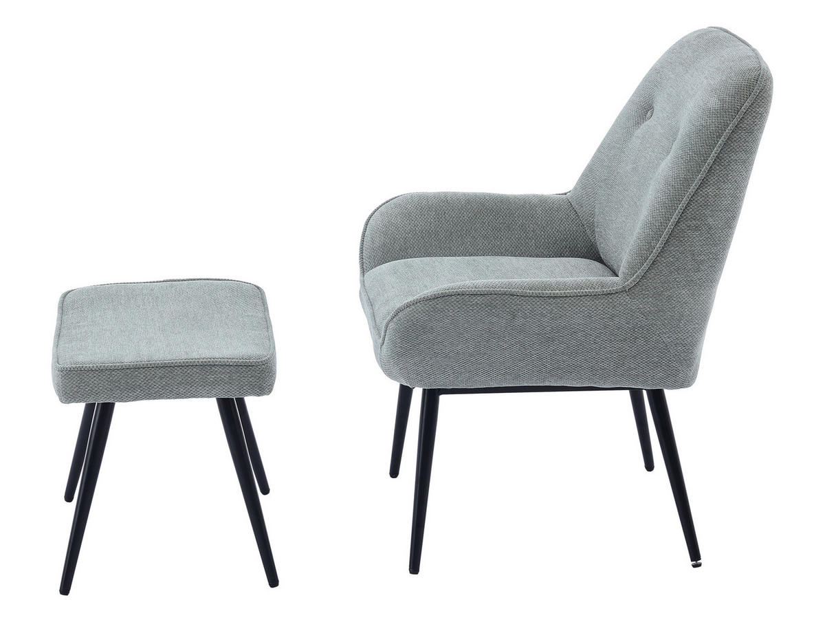 SESSEL Zorto Muz 809B mit Fußbank - Schwarz/Grau, Holz/Textil (73/89/73cm) - MIRJAN24