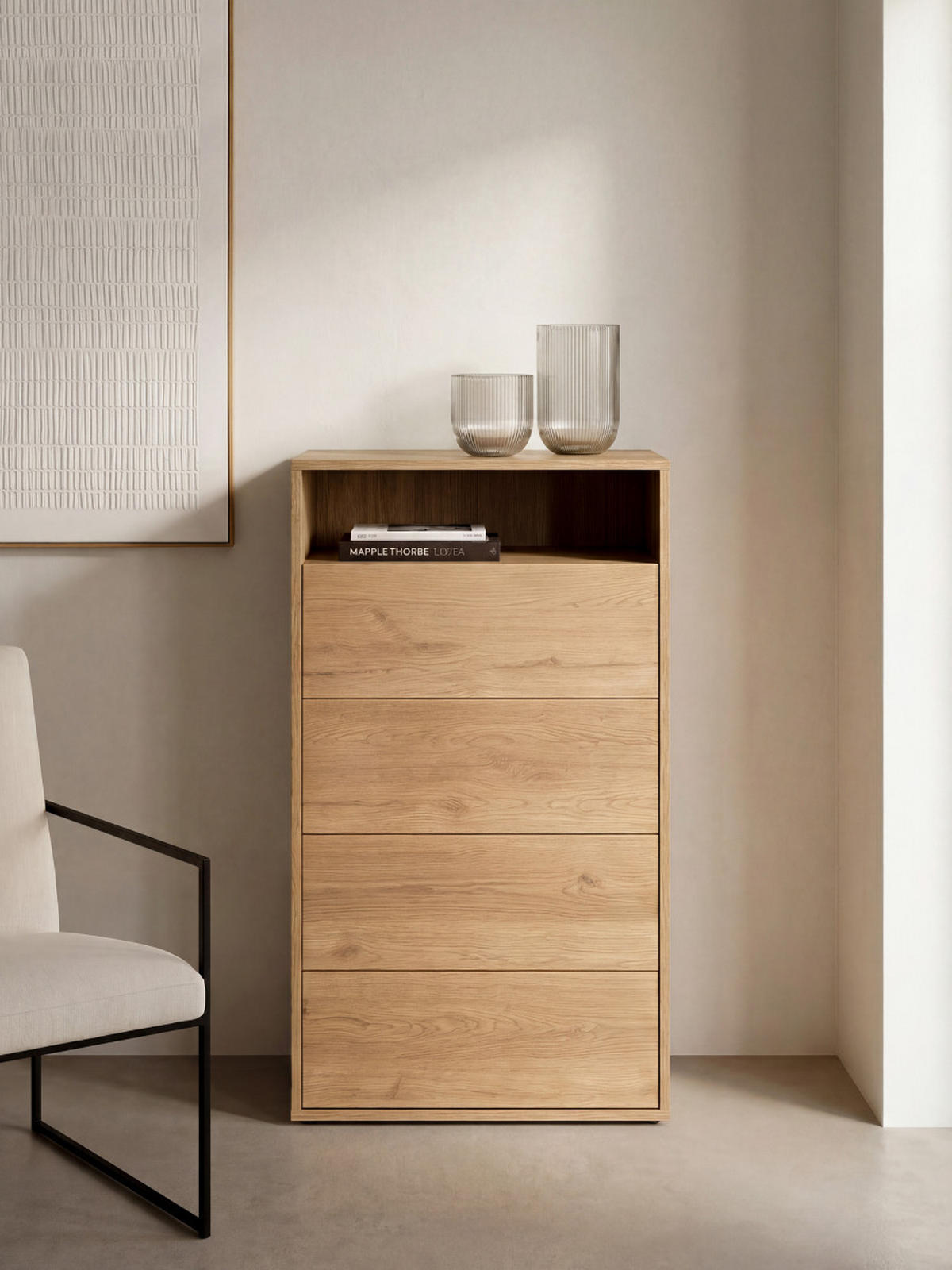 KOMMODE Hegas Natur 63.5 cm x 105.3 cm - Braun, Holzwerkstoff (63/105/40cm) - Kenay Home
